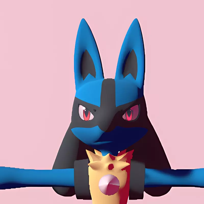 Cartoon cat with black eyes and a black nose, discord pfp, lucario