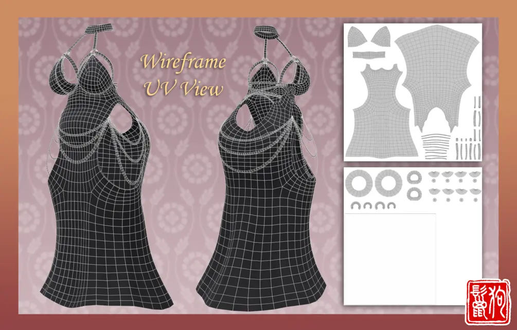 Mamagen Open Back Chained Dress (VRChat Asset) | By JhelisaJhyena ...