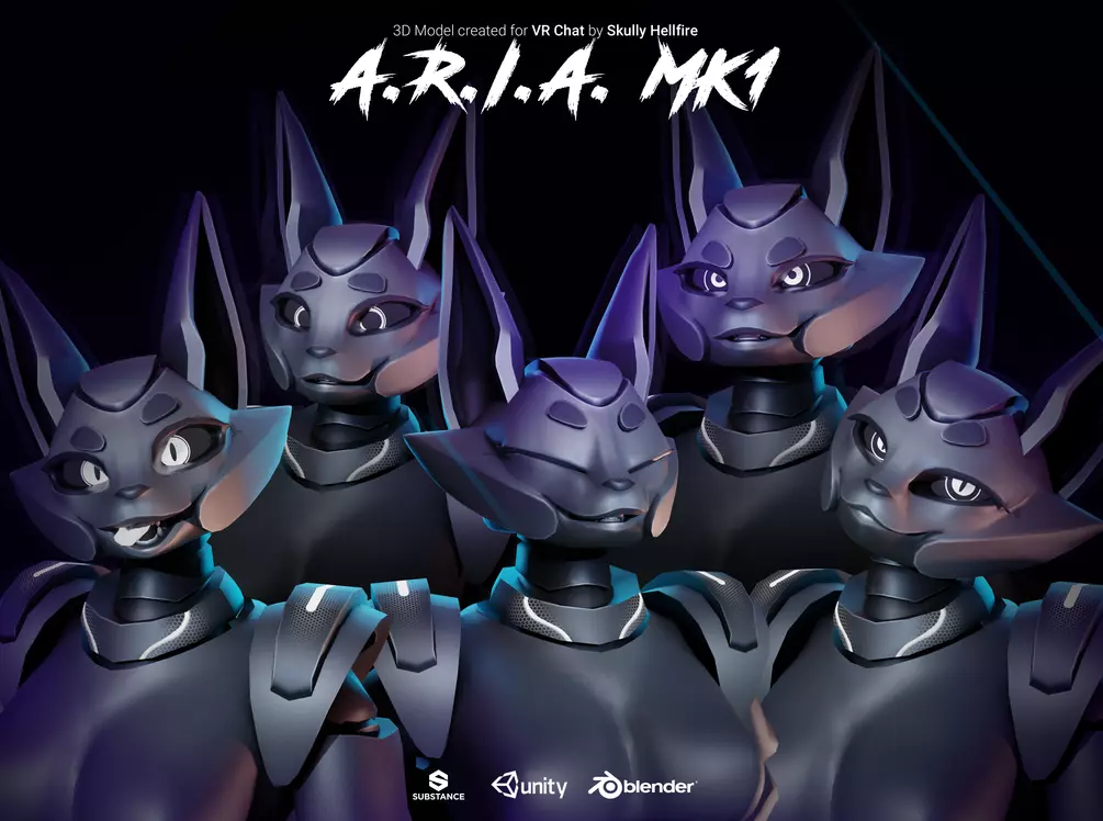 ARIA_MK_1 (PC/QUEST VRCHAT/NEOSVR AVATAR MODEL) | By Skully 